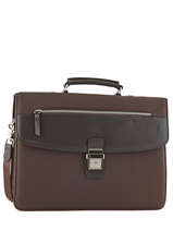 Briefcase 3 Compartments Etrier Brown ultra light LN117491