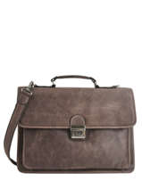 Briefcase 3 Compartments Etrier Brown spider S34207