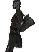 Leather Tote Bag Tradition Etrier Black tradition EHER25-vue-porte