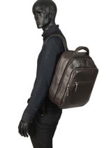 Sac � Dos Business Foulonn� 3 Compartiments Etrier Marron foulonne EFOU04-vue-porte