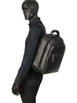 Sac � Dos Business Foulonn� 3 Compartiments Etrier Noir foulonne EFOU04-vue-porte