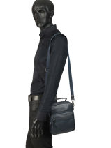 Cross Body Tas Foulonn� Leder Etrier Blauw foulonne EFOU07-vue-porte