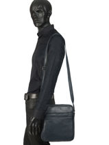 Cross Body Tas Foulonn� Leder Etrier Blauw foulonne EFOU09-vue-porte