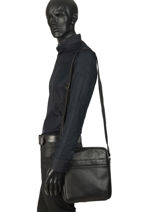 Cross Body Tas Foulonn� Leder Etrier Zwart foulonne EFOU09-vue-porte