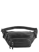 Leather Bum Bag Foulonn� Etrier Black foulonne EFOU10