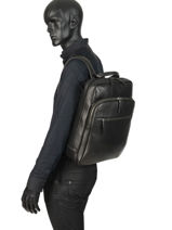 Sac � Dos Business Foulonn� 2 Compartiments Etrier Noir foulonne EFOU03-vue-porte