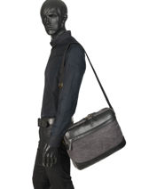 Besace Business Harbor 2 Compartiments Etrier Noir harbor EHAR05-vue-porte