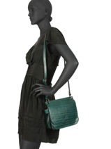 Shoulder Bag Darwin Leather Etrier Green darwin EDAR03-vue-porte