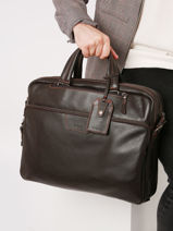 Leather Foulonn Business (back)pack Etrier Brown foulonne EFOU8122-vue-porte