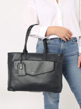 Leather Foulonn� Business Bag With 15" Laptop Sleeve Etrier Blue flandres EFLA823B-vue-porte
