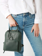 Small Leather Tradition Backpack Etrier Green tradition EHER037S-vue-porte