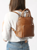 Small Leather Tradition Backpack Etrier Beige tradition ETRA037S-vue-porte