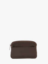 Leather Coin Purse Oil Etrier Brown oil EOIL339