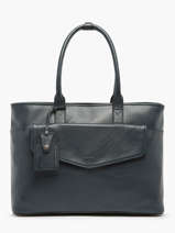 Leather Foulonn Business Bag With 15" Laptop Sleeve Etrier Blue flandres EFLA823B