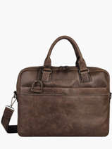 Leather Spider Briefcase 2 Compartments Etrier Brown spider ESPI8022