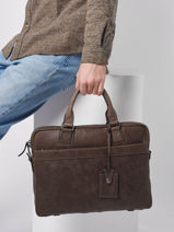 1 Compartment  Business Bag  With 15" Laptop Sleeve Etrier Brown spider ESPI8021-vue-porte