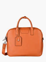 Leather Frandres Briefcase 2 Compartments Etrier Orange flandres EFLA8252