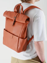 Business Flandres Rugzak 1 Compartiment Leder Etrier Oranje flandres EFLA8102-vue-porte