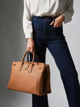 Handbag L Equestre Leather Etrier Beige equestre EEQT142L-vue-porte