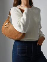 Schoudertas Altesse Suede Leder Etrier Beige altesse suede EASU017M-vue-porte