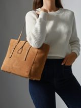 Sac Port� �paule Altesse Suede Cuir Etrier Beige altesse suede EASU088M-vue-porte