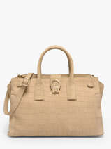 Satchel M Equestre Croco Leather Etrier Beige equestre croco EEQC142M