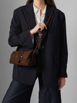 Shoulder Bag S Agnes Suede Leather Etrier Brown agnes EAGV205S-vue-porte