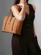 Shoulder Bag Altesse Suede Leather Etrier Brown altesse suede EASU088S-vue-porte