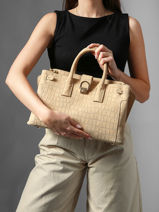 Handtas M Equestre Croco Leder Etrier Beige equestre croco EEQC142M-vue-porte