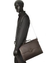 Briefcase 2 Compartments Etrier Brown flandres 22148-vue-porte