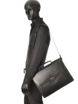Briefcase 2 Compartments Etrier Black flandres 22148-vue-porte
