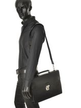 Leather Crosta Briefcase 1 Compartment Etrier Black crosta ECRO03-vue-porte