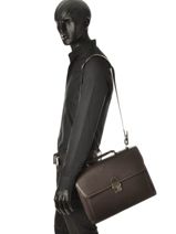 Briefcase 1 Compartment Etrier Brown flandres EFLA01-vue-porte