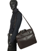 Leather Foulonné Briefcase/backpack Hybrid Etrier Brown foulonne EFOU02-vue-porte