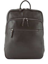 Leather Foulonné Business Backpack 2 Compartments Etrier Brown foulonne EFOU03