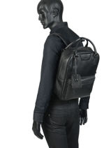 Leather Manhattan Business Backpack Etrier Black manhattan EMAN13-vue-porte