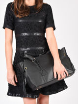 Leather Tote Bag Tradition Etrier Black tradition EHER25-vue-porte