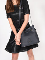 Leather Bucket Bag Tradition Etrier Blue tradition EHER29-vue-porte