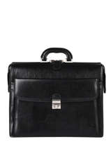 Leather Crosta Briefcase 3 Compartments Etrier Black crosta ECRO04