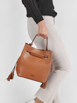 Leather Blazer Bucket Bag Etrier Brown blazer EBLA004M-vue-porte
