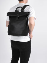 Rolltop Rugzak Spider 2 Compartimenten Leder Etrier Zilver spider ESPI8102-vue-porte