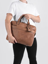 Leather Spider Briefcase 2 Compartments Etrier spider ESPI8022-vue-porte