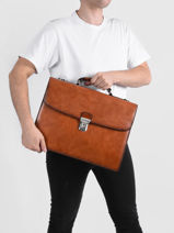 Serviette Crosta 3 Compartiments Cuir Etrier crosta ECRO8013-vue-porte