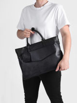Leather Flandres Briefcase 1 Compartment Flandres Etrier Silver flandres EFLA8231-vue-porte