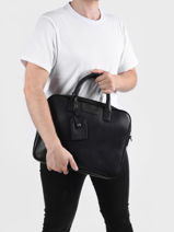 Leather Frandres Briefcase 2 Compartments Etrier Silver flandres EFLA8252-vue-porte