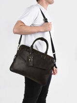 Leather Flandres Briefcase 1 Compartment Etrier Brown flandres EFLA8241-vue-porte