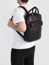 Leather Flandres Business Backpack Etrier Brown flandres EFLA8271-vue-porte