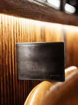Wallet With Card Holder Leather Etrier Black oil EOIL740
