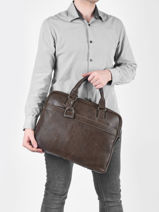 1 Compartment  Business Bag  With 15" Laptop Sleeve Etrier Brown spider ESPI8021-vue-porte