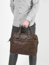 Leather Spider Briefcase 2 Compartments Etrier Brown spider ESPI8022-vue-porte